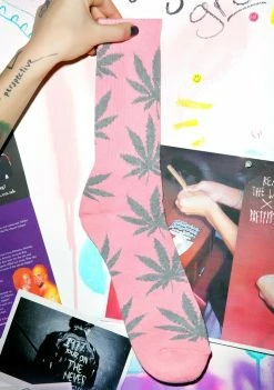 HUF Pink Plantlife Crew Socks Socks & Tights