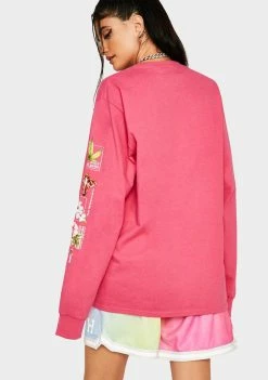 HUF Tops Pink Botanical Garden Long Sleeve Tee