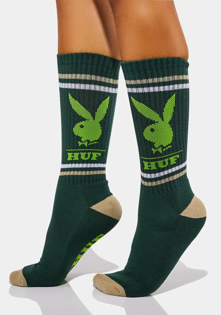 New ๐งจ HUF Playboy Green Rabbit Head Crew ๐งฆ Socks ๐งฆ Socks & Tights ๐ 3 HUF Playboy Green Rabbit Head Crew Socks Socks & Tights