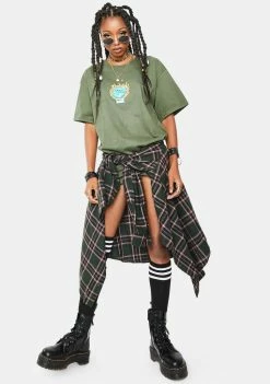 HUF Olive Sick Sad World Graphic Tee Tops