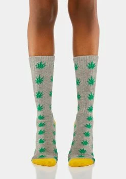 HUF Socks & Tights Grey Heather Polka Pots Plantlife Crew Socks
