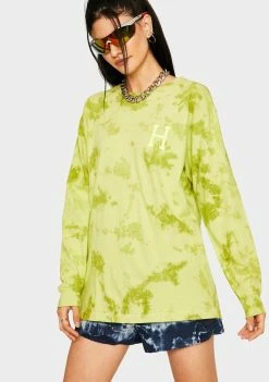 HUF Safety Green Classic H Watercolor Long Sleeve Tee