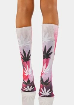 HUF Socks & Tights Pink Tie Dye Digital Plantlife Crew Socks