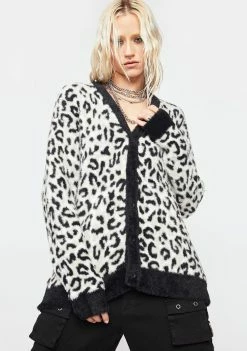 HUF Snow Leopard Cardigan Sweater Tops