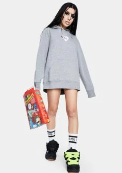 HUF Heather Grey Plastic Heart Pullover Hoodie