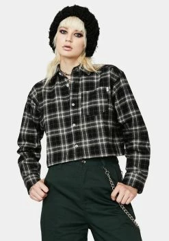 HUF Tops Cropped Flannel Shirt