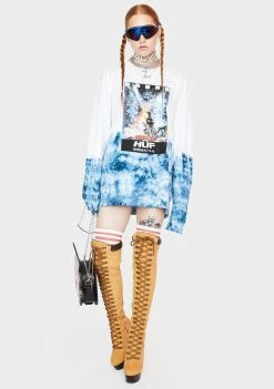 Discount 𧨠HUF Space Godzilla Tie Dye Long Sleeve Graphic Tee Tops π 8 HUF Space Godzilla Tie Dye Long Sleeve Graphic Tee Tops