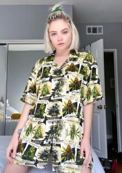 HUF Tops Green Thumb Button Up Shirt