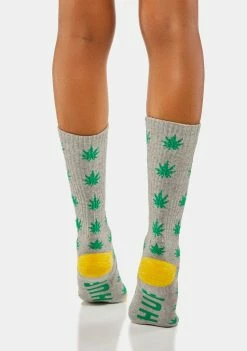 HUF Socks & Tights Grey Heather Polka Pots Plantlife Crew Socks
