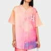 HUF Coral Pink Classic H Reflective Baseball Jersey Tops