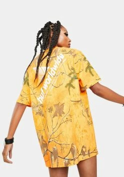 HUF Orange Realtree Peak Logo Graphic Tee