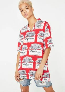 HUF Tops X Budweiser Label Button Up Shirt