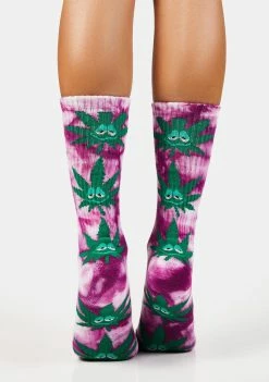 HUF Socks & Tights Petal Tie Dye Green Buddy Plantlife Crew Socks