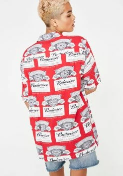HUF Tops X Budweiser Label Button Up Shirt