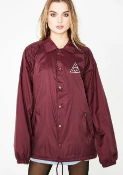 HUF Maroon Triple Triangle Coaches Jacket