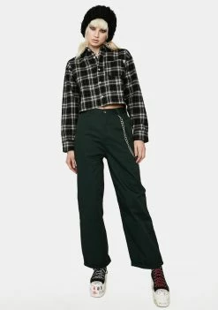 HUF Tops Cropped Flannel Shirt