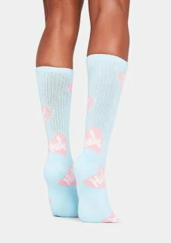 HUF Blue Plastic Hearts Crew Socks
