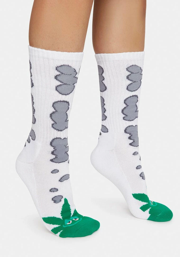 Discount 🤩 White Huf N Puff Buddy 🧦 Socks 🧦 Socks & Tights ✔️ 4 White Huf N Puff Buddy Socks Socks & Tights