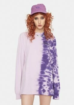 HUF Tops Ellis Violet Tie Dye Long Sleeve Graphic Tee
