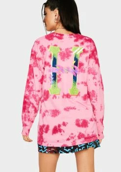 HUF Pink Classic H Watercolor Long Sleeve Tee Tops