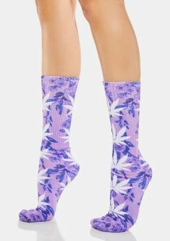 HUF Purple Tie Dye Digital Plant Life Socks