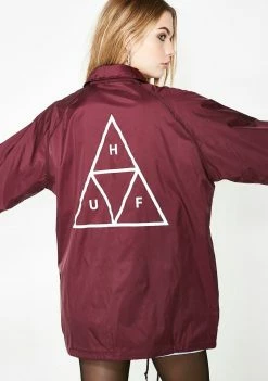 HUF Maroon Triple Triangle Coaches Jacket