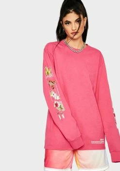 HUF Tops Pink Botanical Garden Long Sleeve Tee